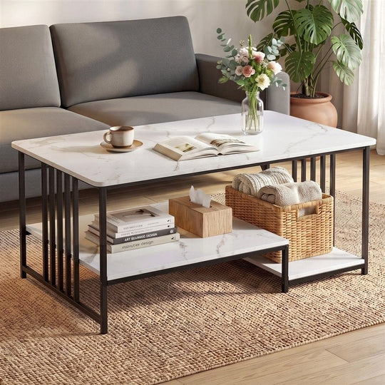 Coffee Table Faux Marble Finish 100x60x45cm