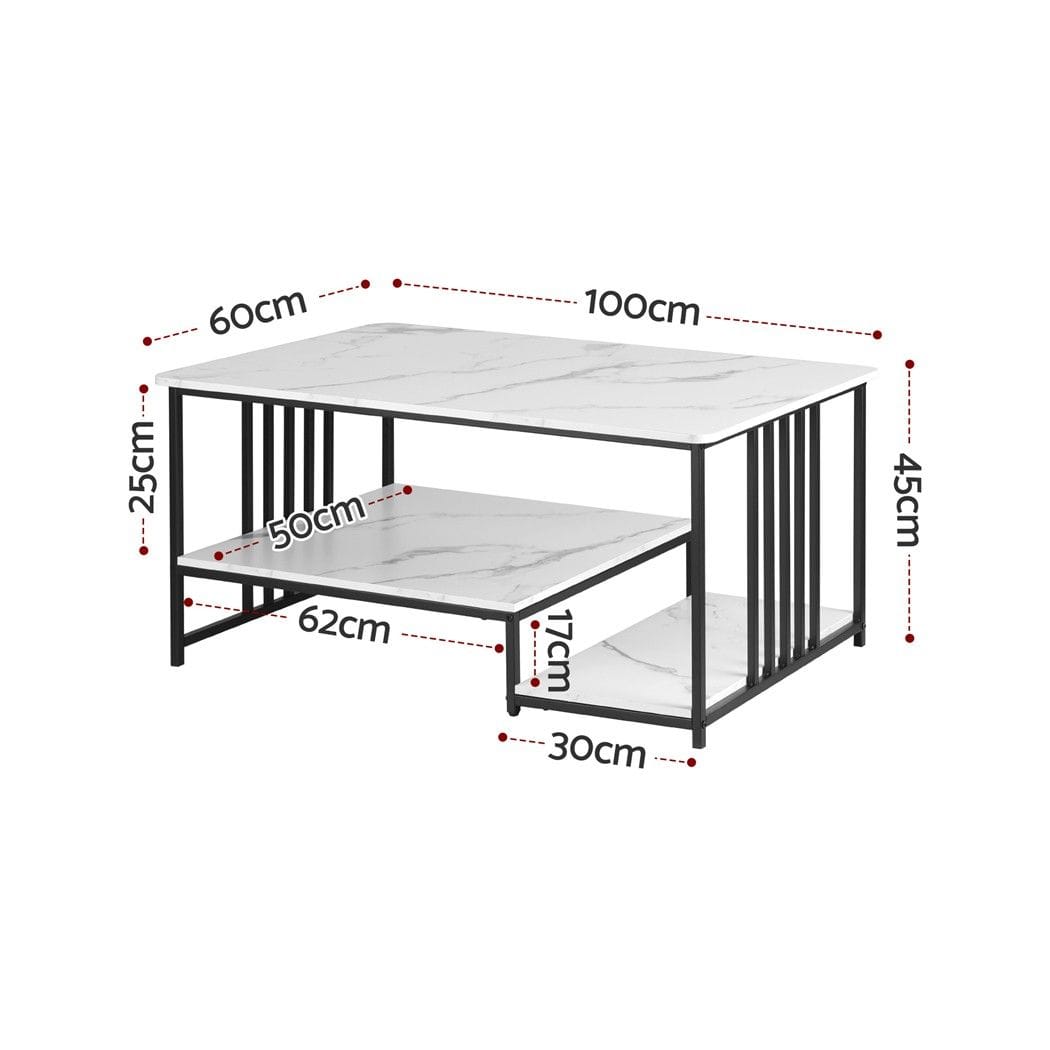 Coffee Table Faux Marble Finish 100x60x45cm