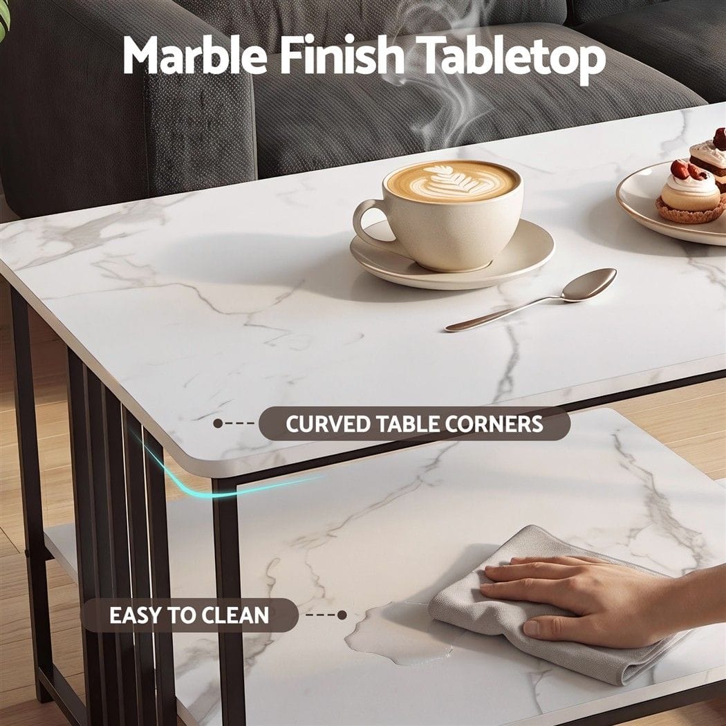 Coffee Table Faux Marble Finish 100x60x45cm