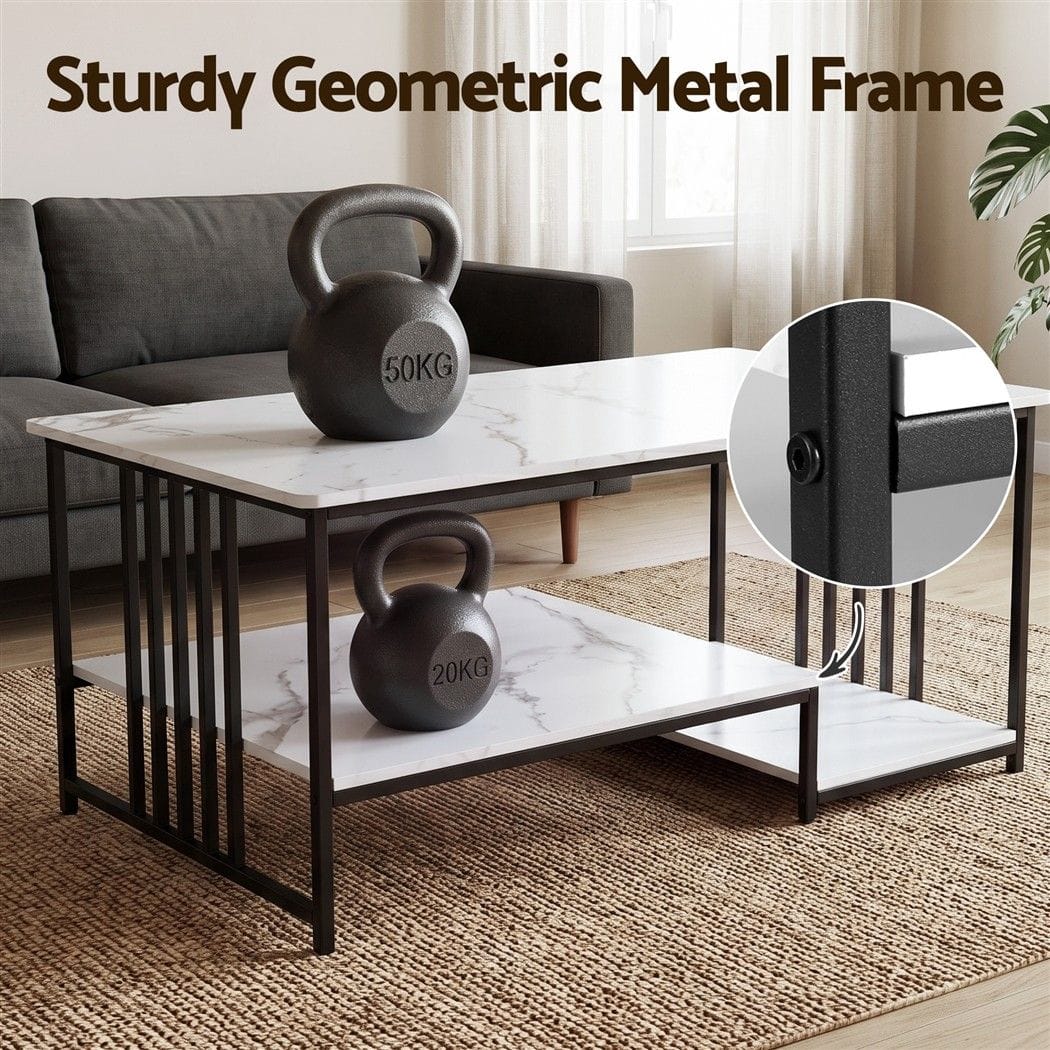 Coffee Table Faux Marble Finish 100x60x45cm