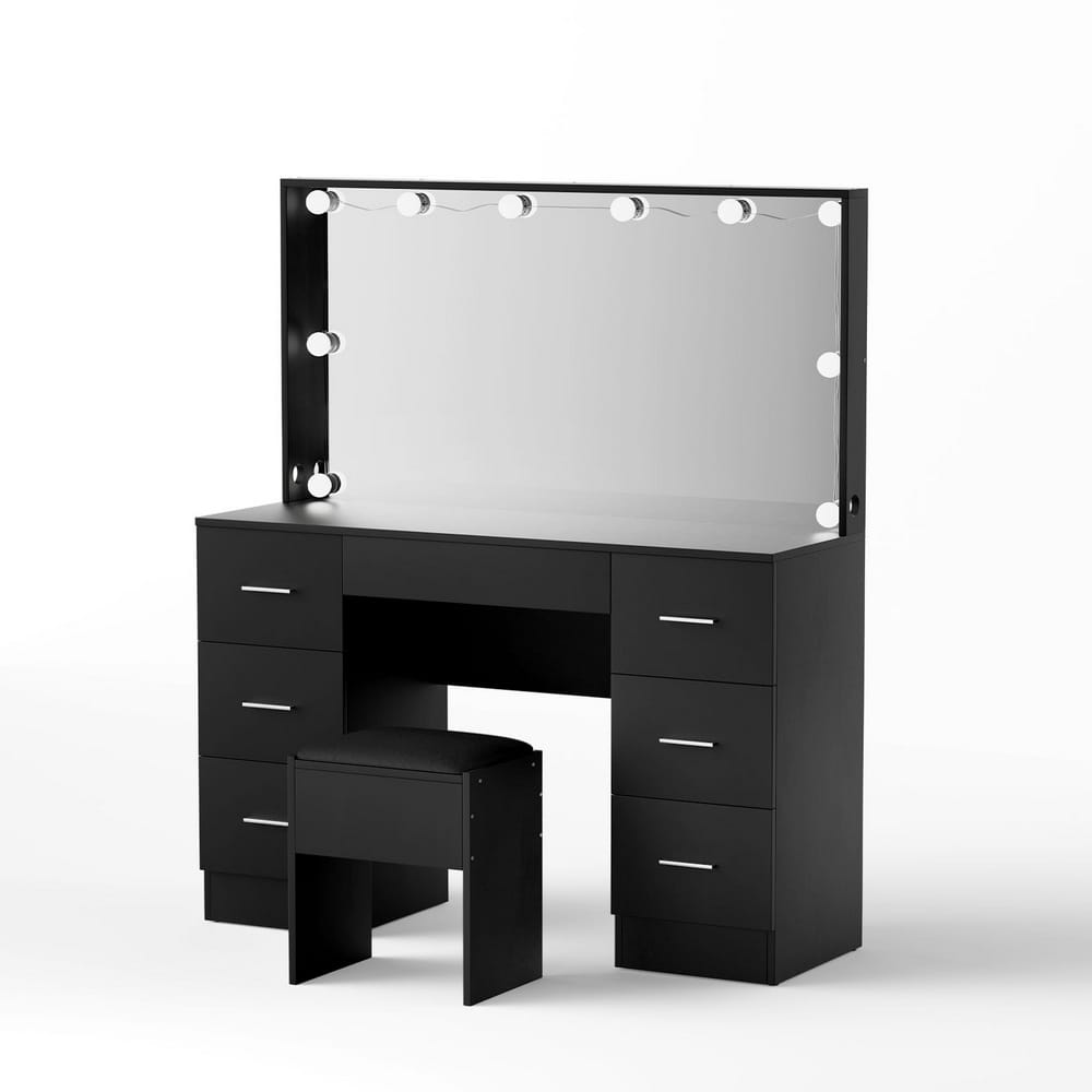 Vanity Desk Set Black 119x40x143cm