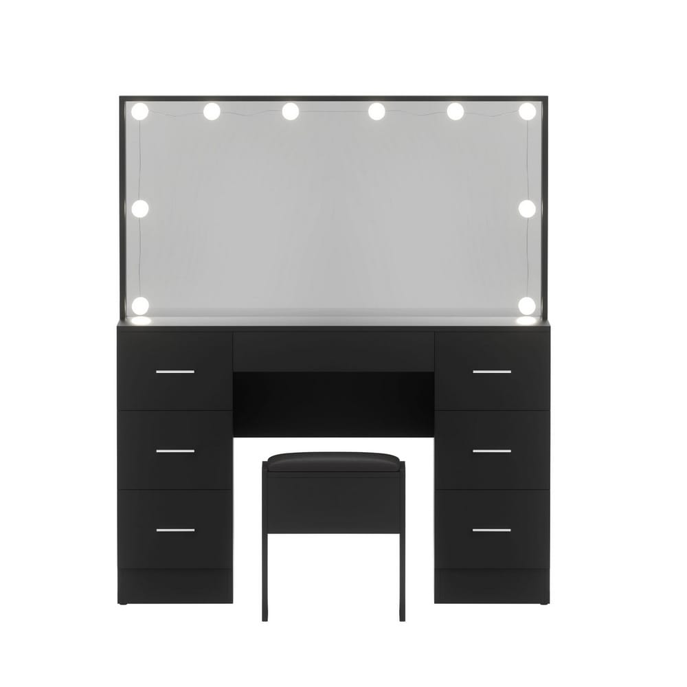 Vanity Desk Set Black 119x40x143cm
