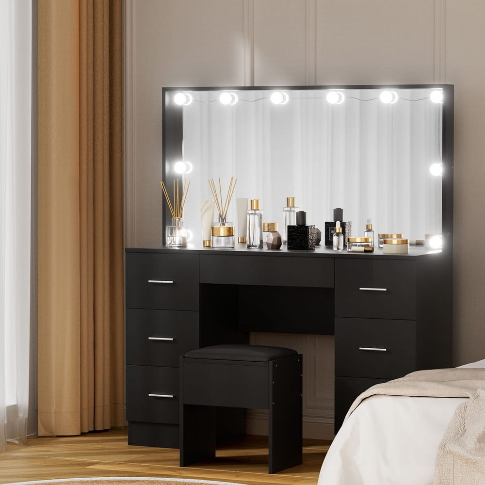 Vanity Desk Set Black 119x40x143cm