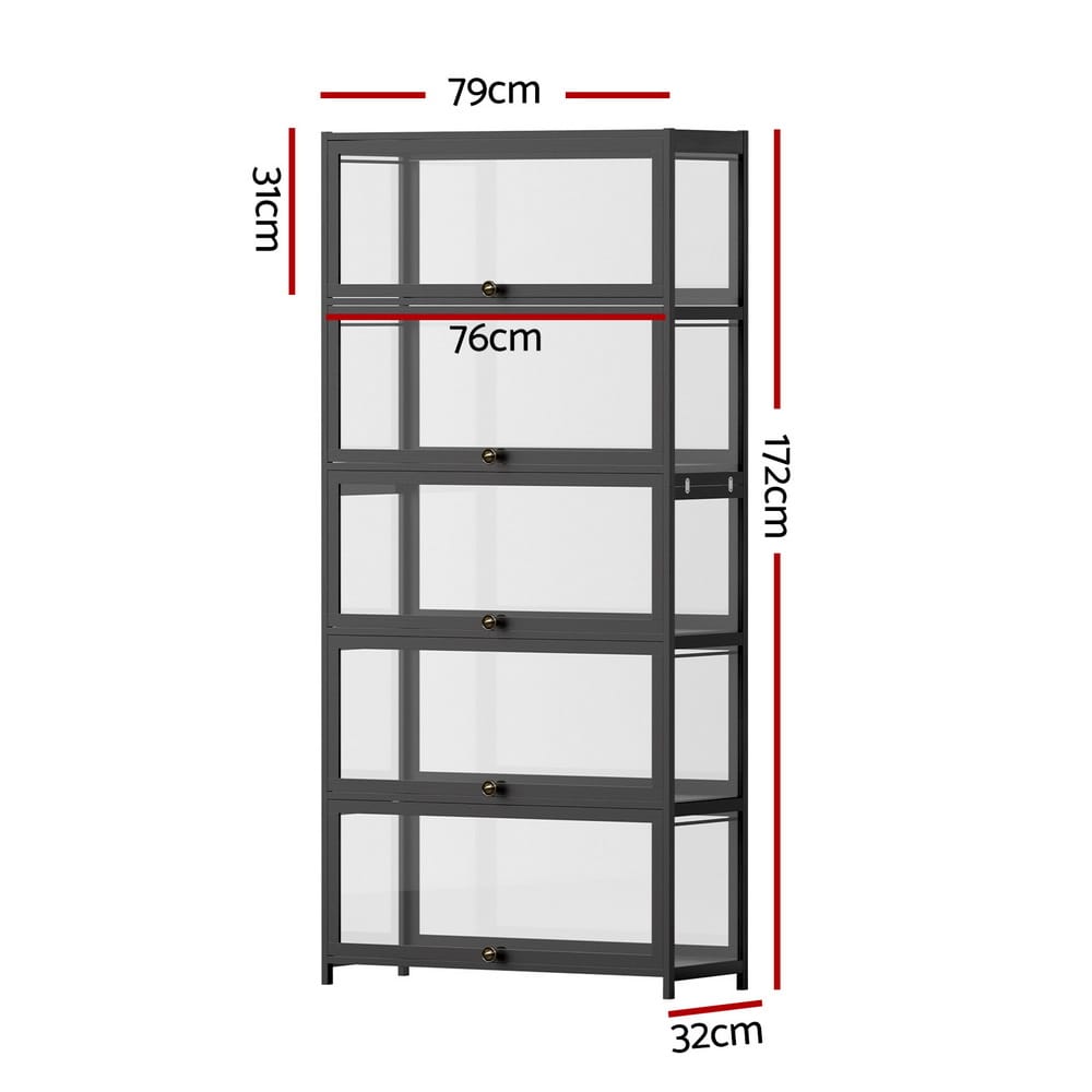 5-Tier Display Cabinet Black 78.5x32x172cm