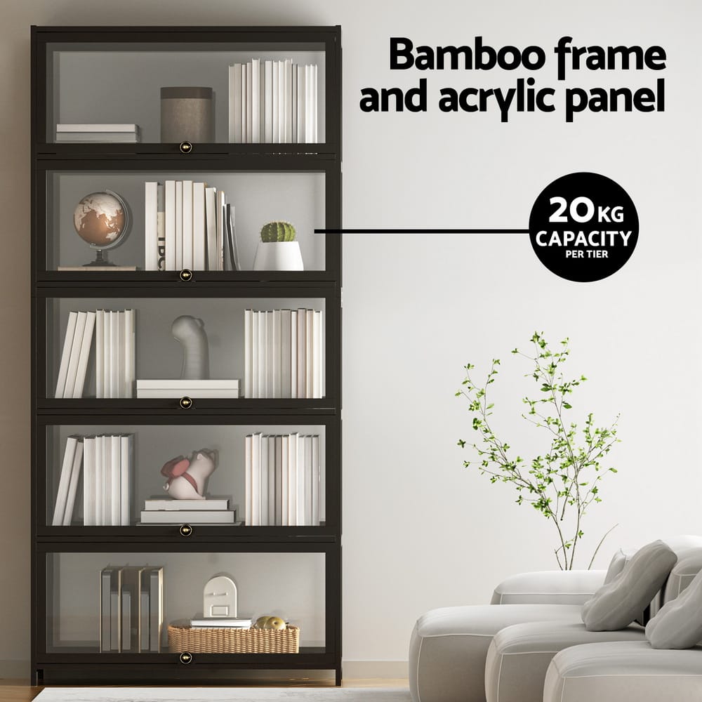 5-Tier Display Cabinet Black 78.5x32x172cm