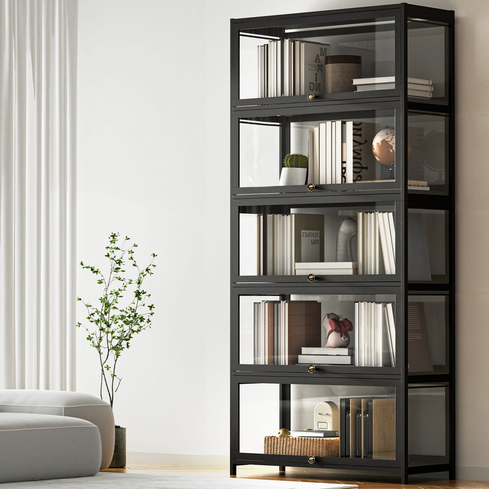 5-Tier Display Cabinet Black 78.5x32x172cm
