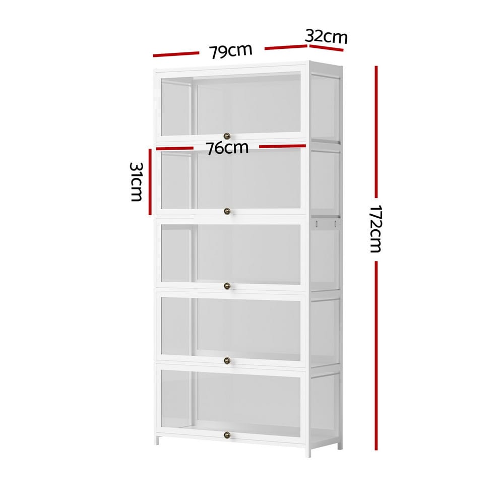 5-Tier White Display Cabinet 78.5x32x172cm