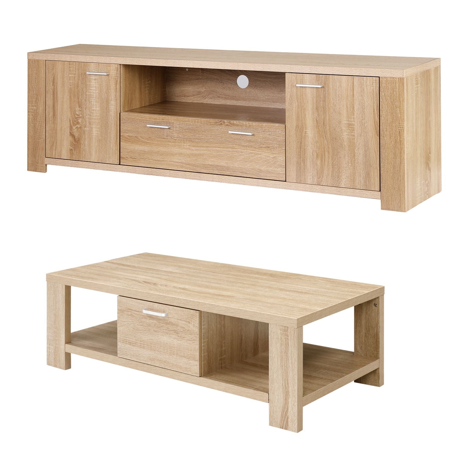 TV Unit Coffee Table Set Pine 180cm | Simpledeals
