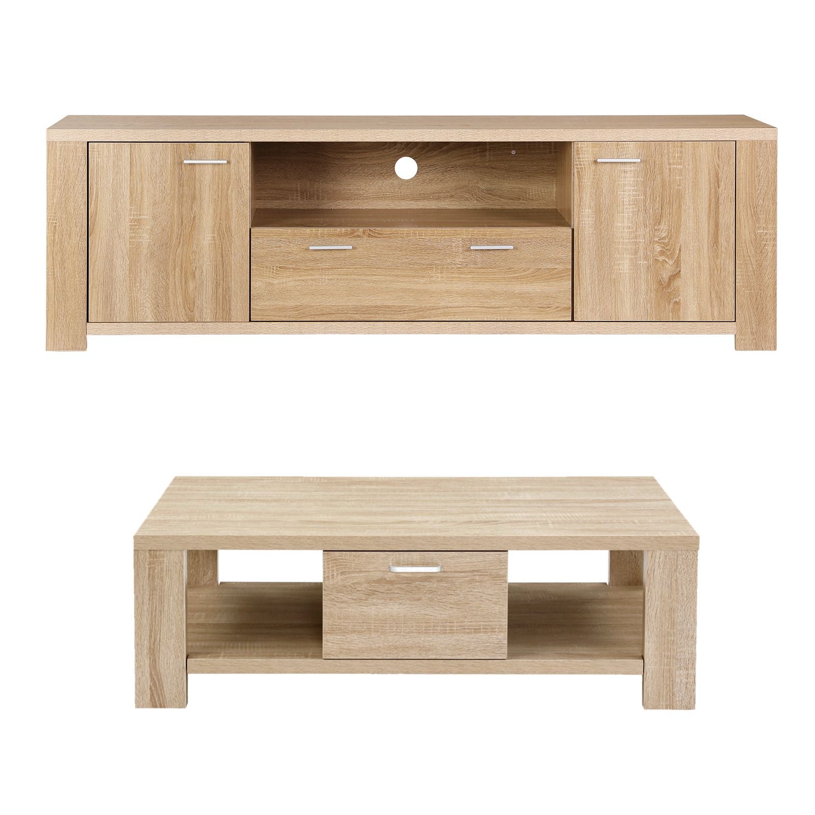 TV Unit Coffee Table Set Pine 180cm | Simpledeals