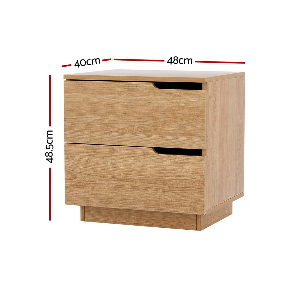 Pine Bedside Table 2 Drawers 48x40x48.5cm