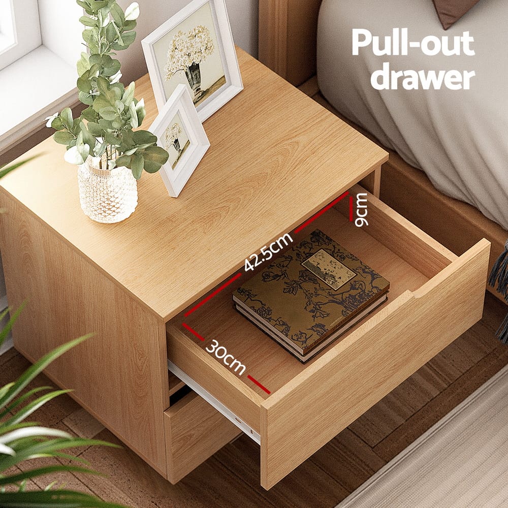 Pine Bedside Table 2 Drawers 48x40x48.5cm