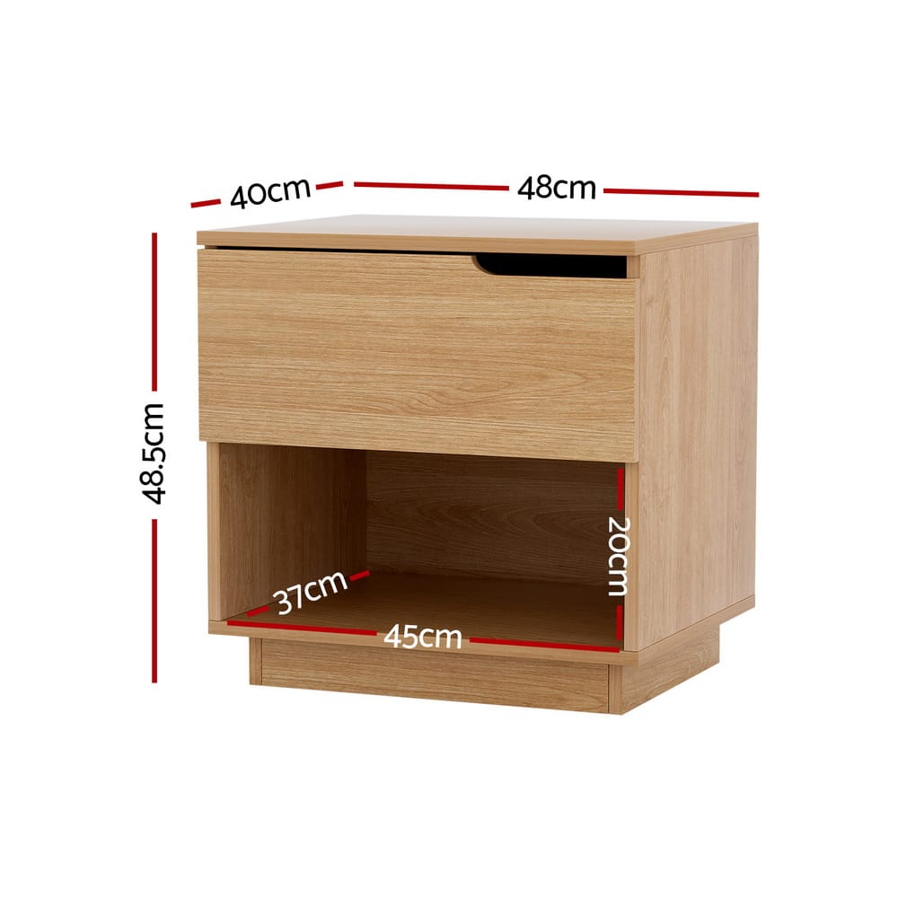 Bedside Table 1 Drawer Pine 48x40x48.5cm