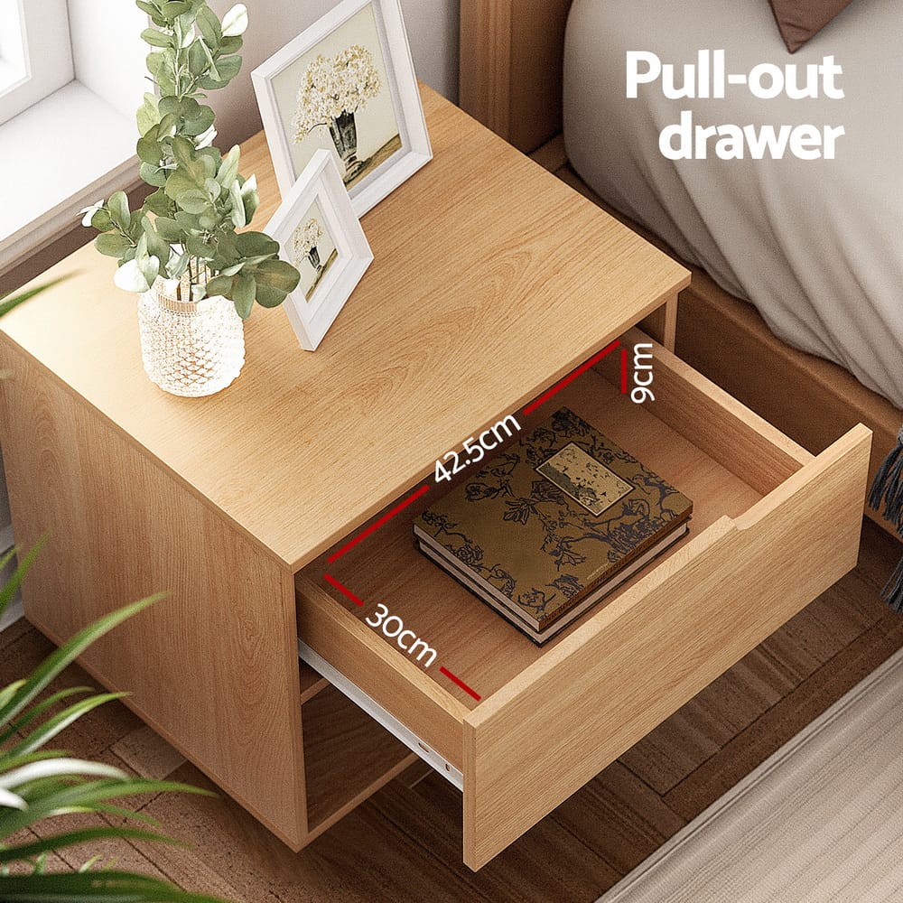 Bedside Table 1 Drawer Pine 48x40x48.5cm