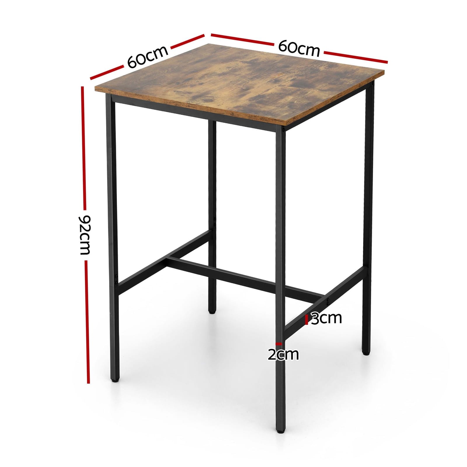 Vintage Metal Bar Table Walnut 60x92cm