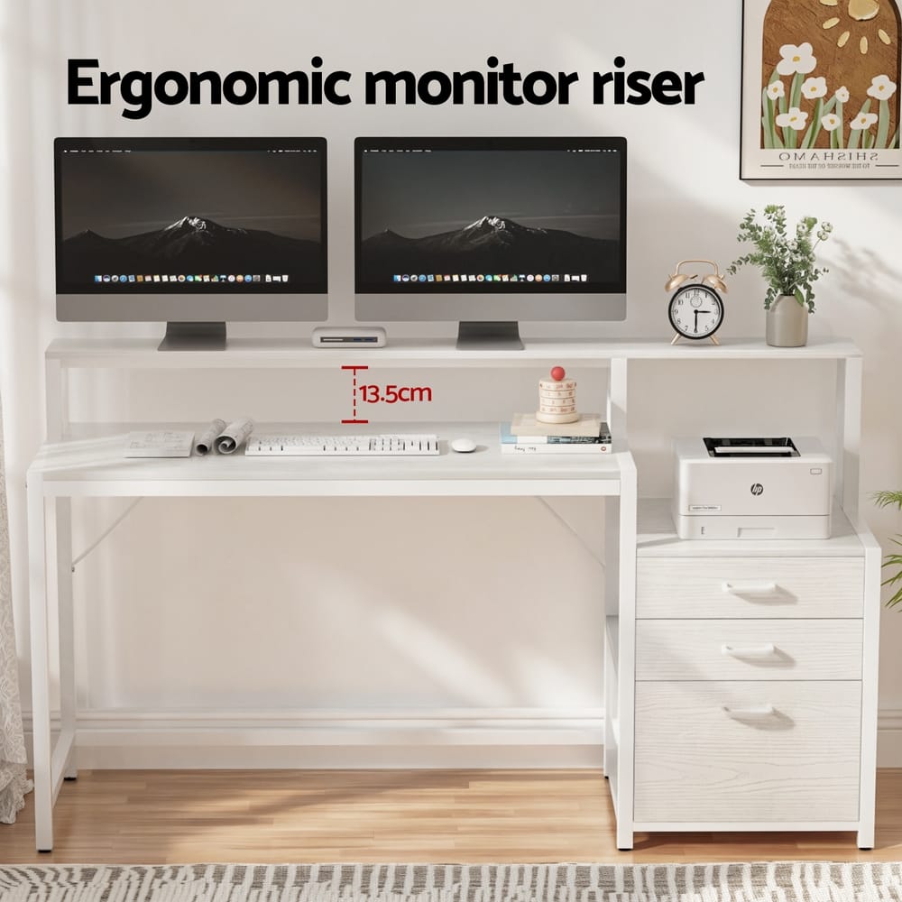 Computer Desk White Home Office 160x50x90cm