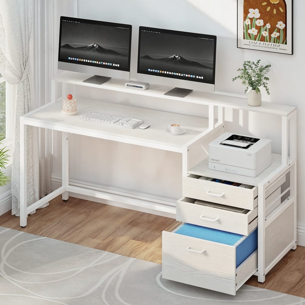 Computer Desk White Home Office 160x50x90cm