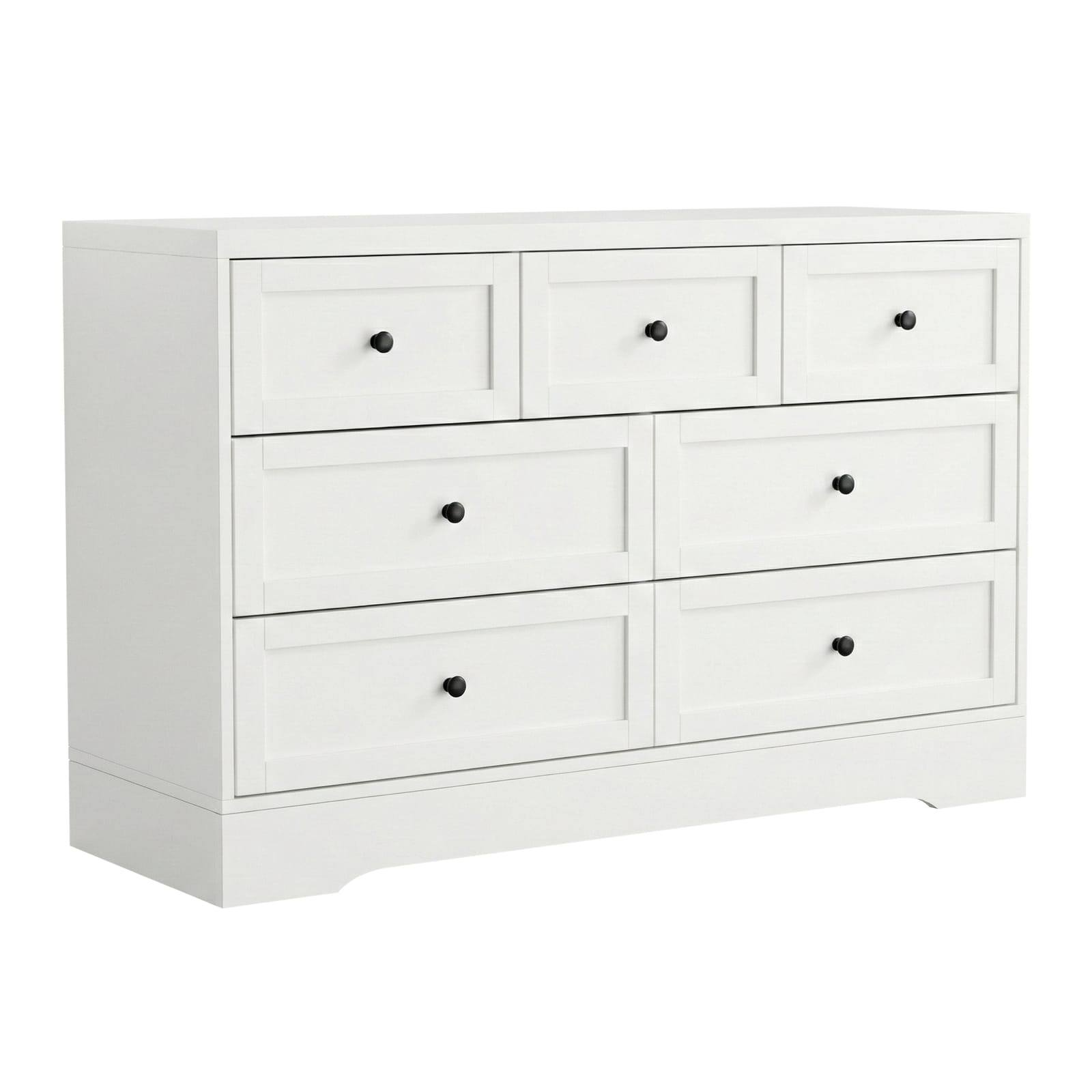 White 7 Drawer Chest 110x39x72cm