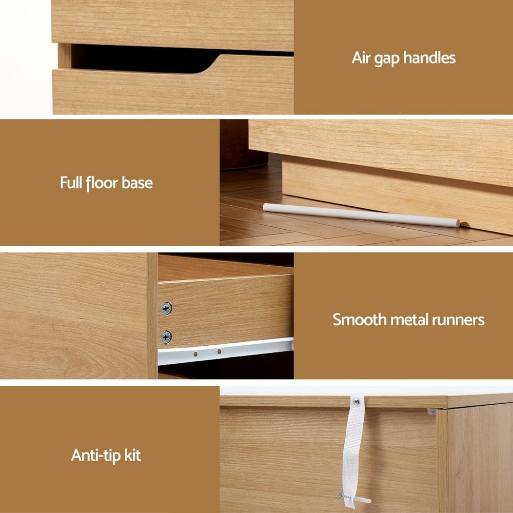 Pine 6 Drawer Chest 120x40x75cm