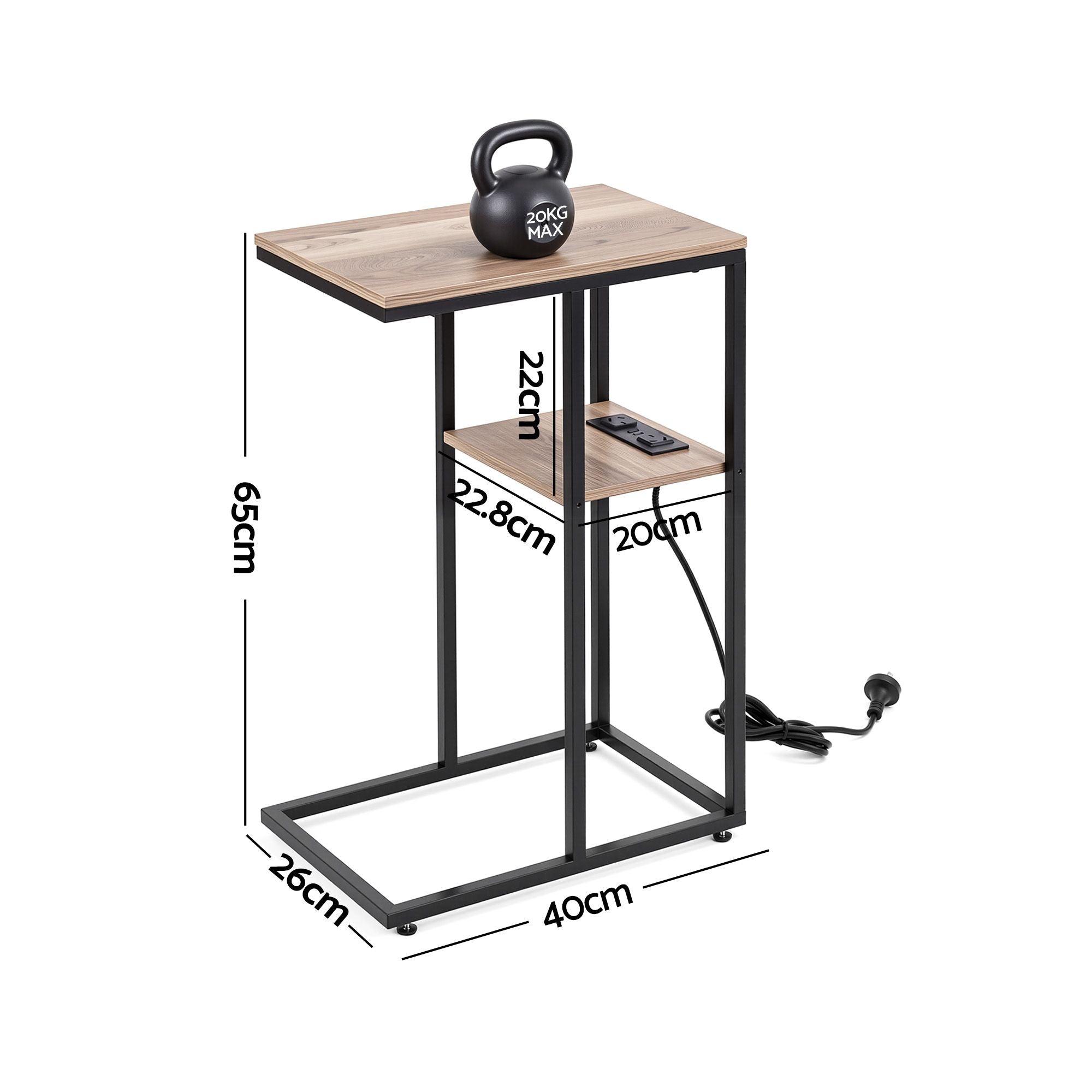 C-Shaped Side Table Charging Station 2-Tier | Simpledeals