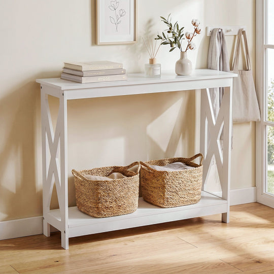Console Table 2-Tier Hallway Sofa Table White - Side Tables