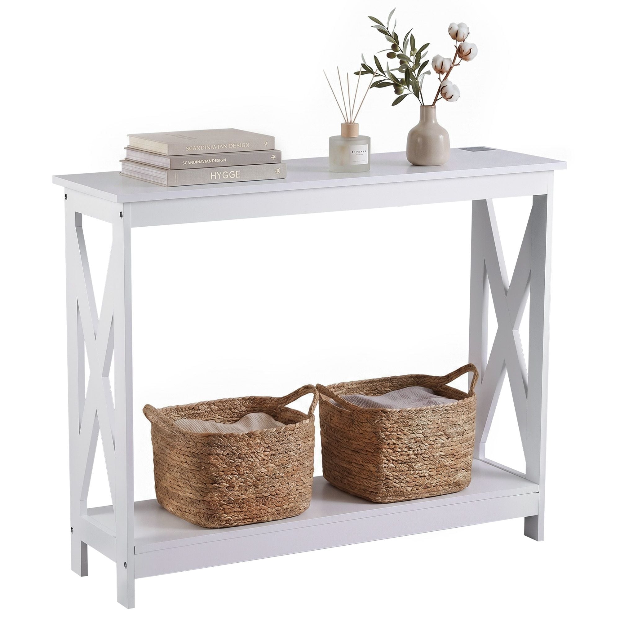 Console Table 2-Tier Hallway Sofa Table White | Simpledeals