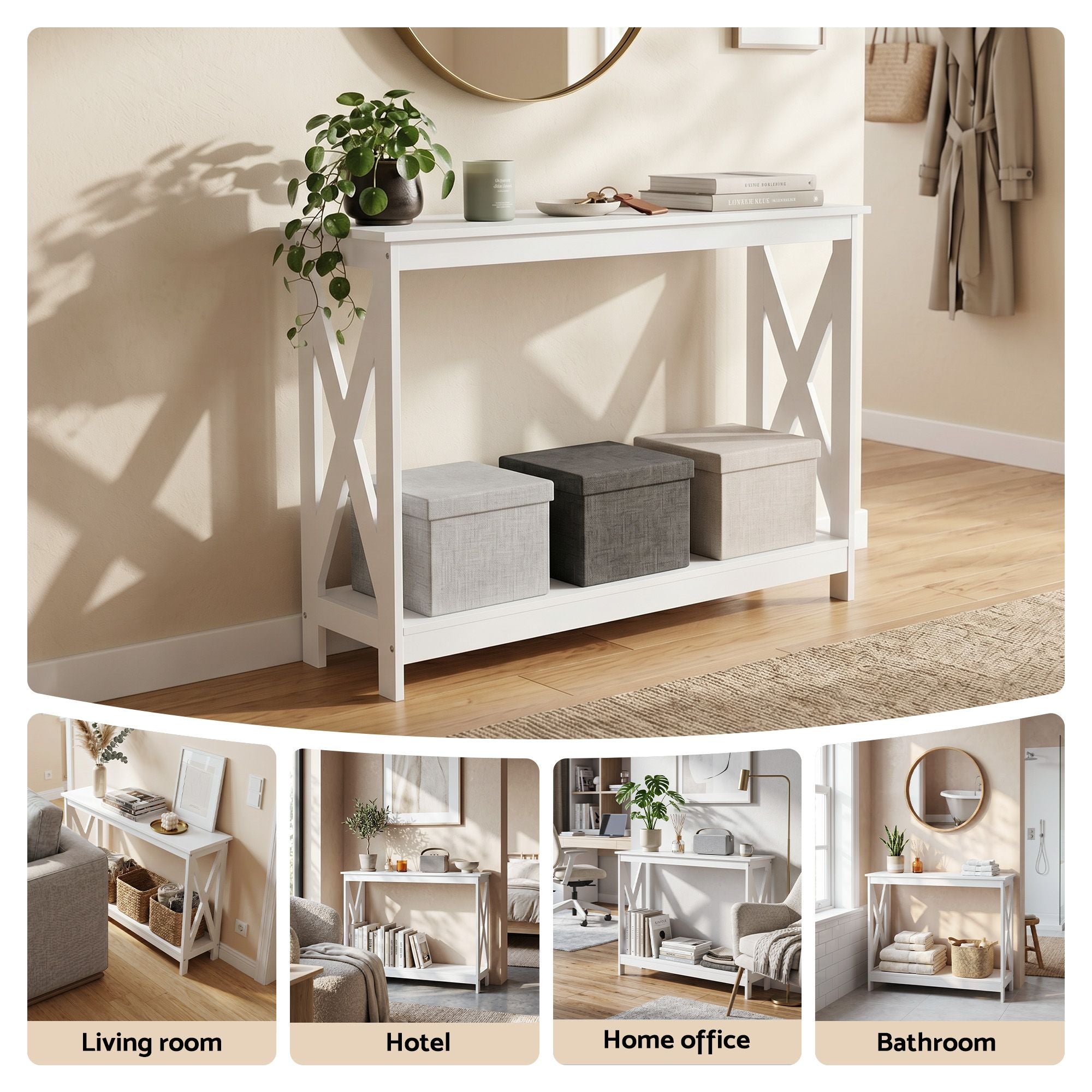 Console Table 2-Tier Hallway Sofa Table White | Simpledeals
