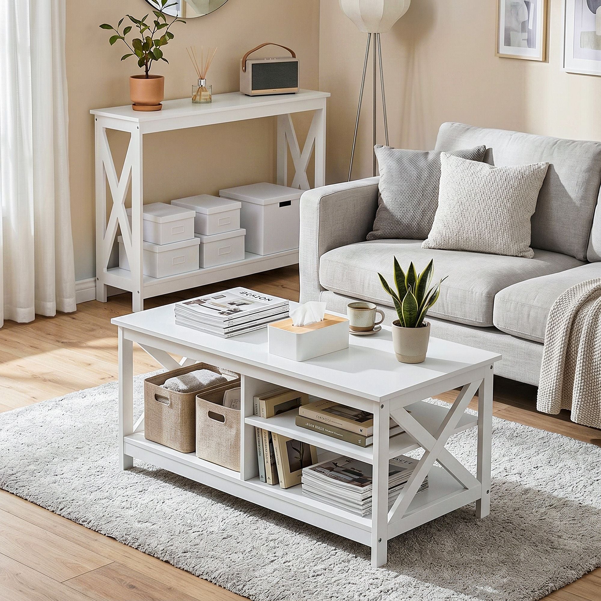 Console Table 2-Tier Hallway Sofa Table White | Simpledeals