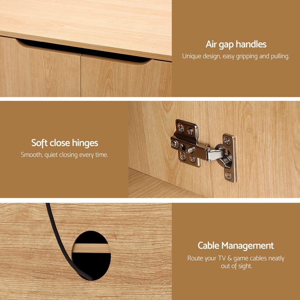 Pine Tv Unit Storage Cabinet 180x40x50cm