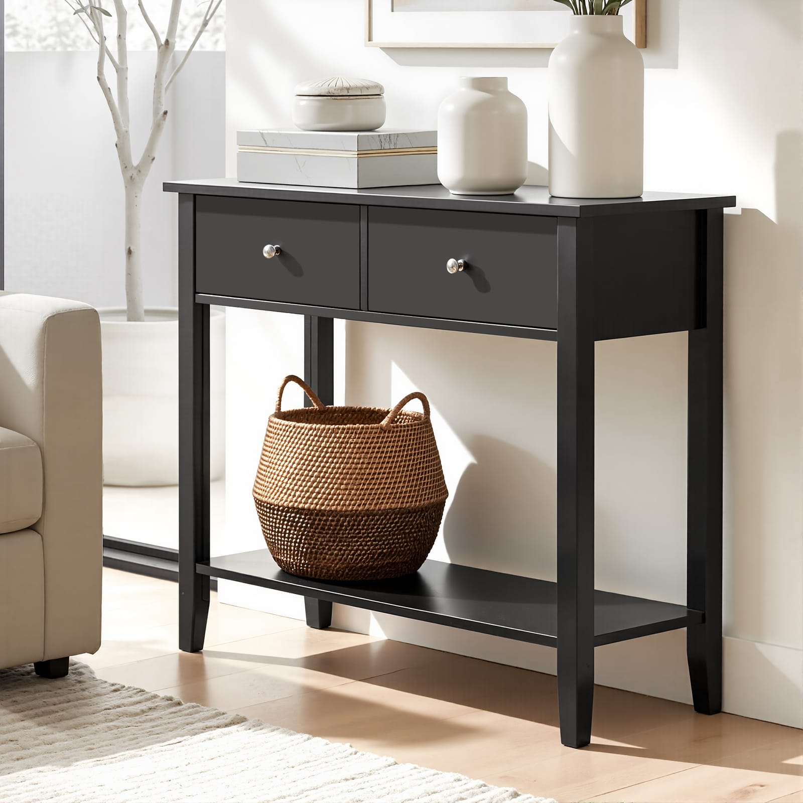 Console Table Black 80cm 80x30x74cm
