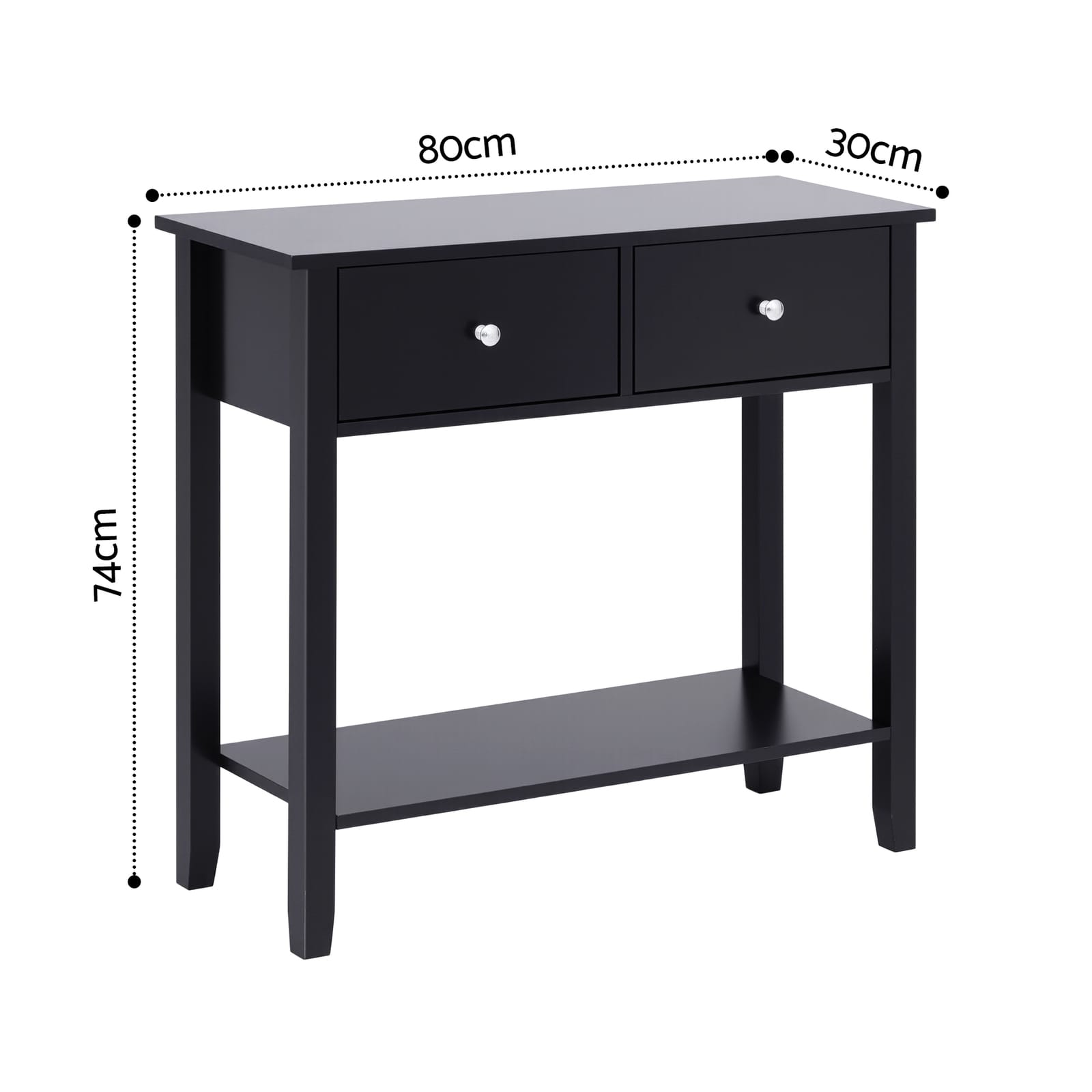 Console Table Black 80cm 80x30x74cm