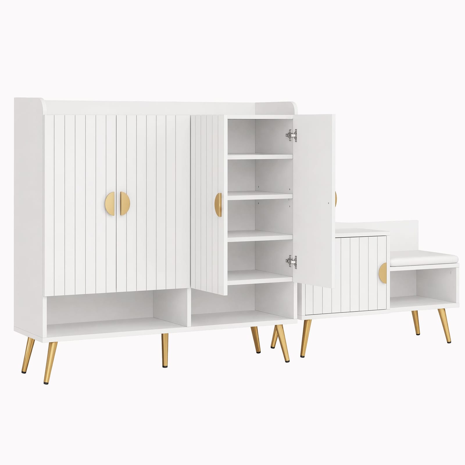 Shoe Cabinet Bench White 120x36x96.5cm