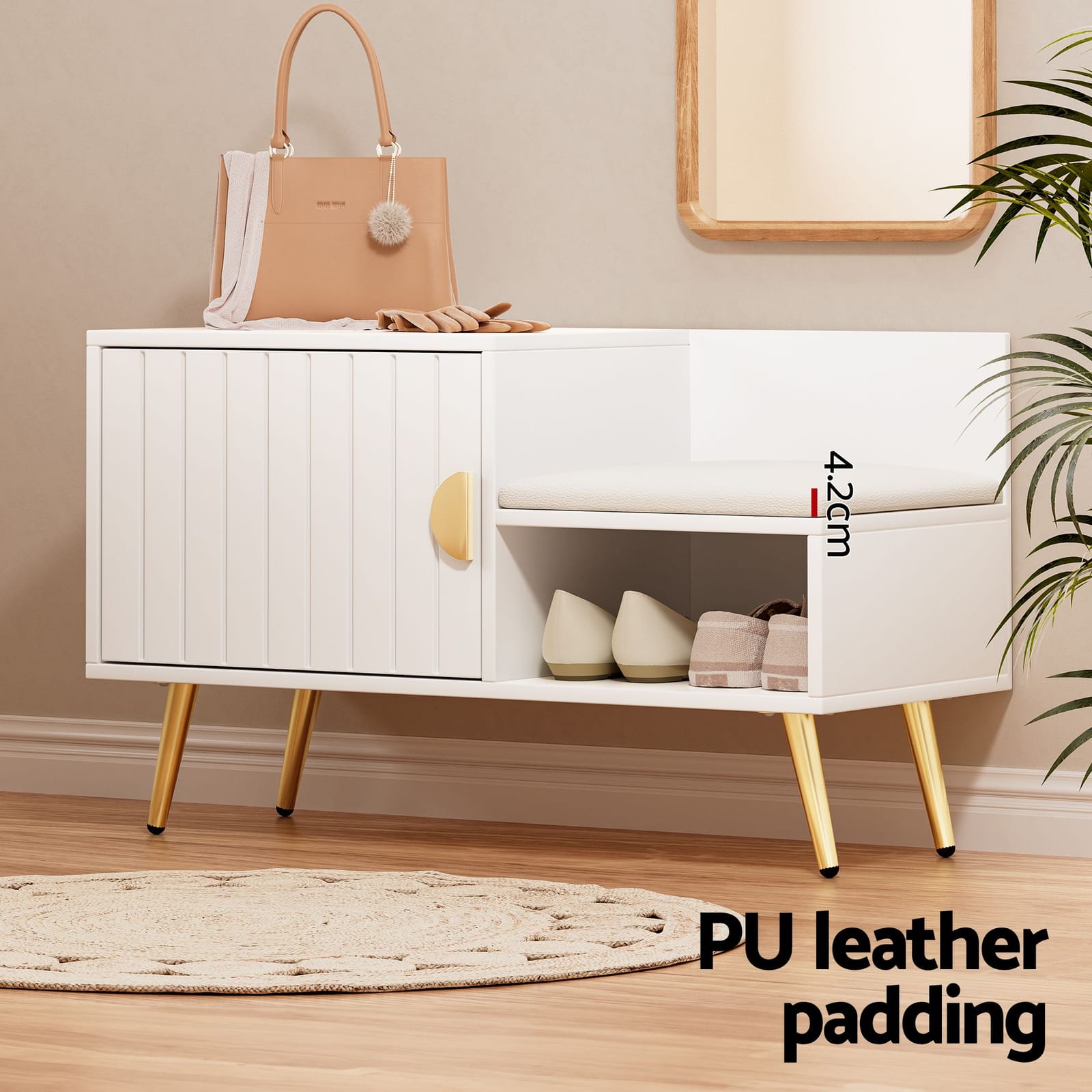 Shoe Cabinet Bench White 120x36x96.5cm