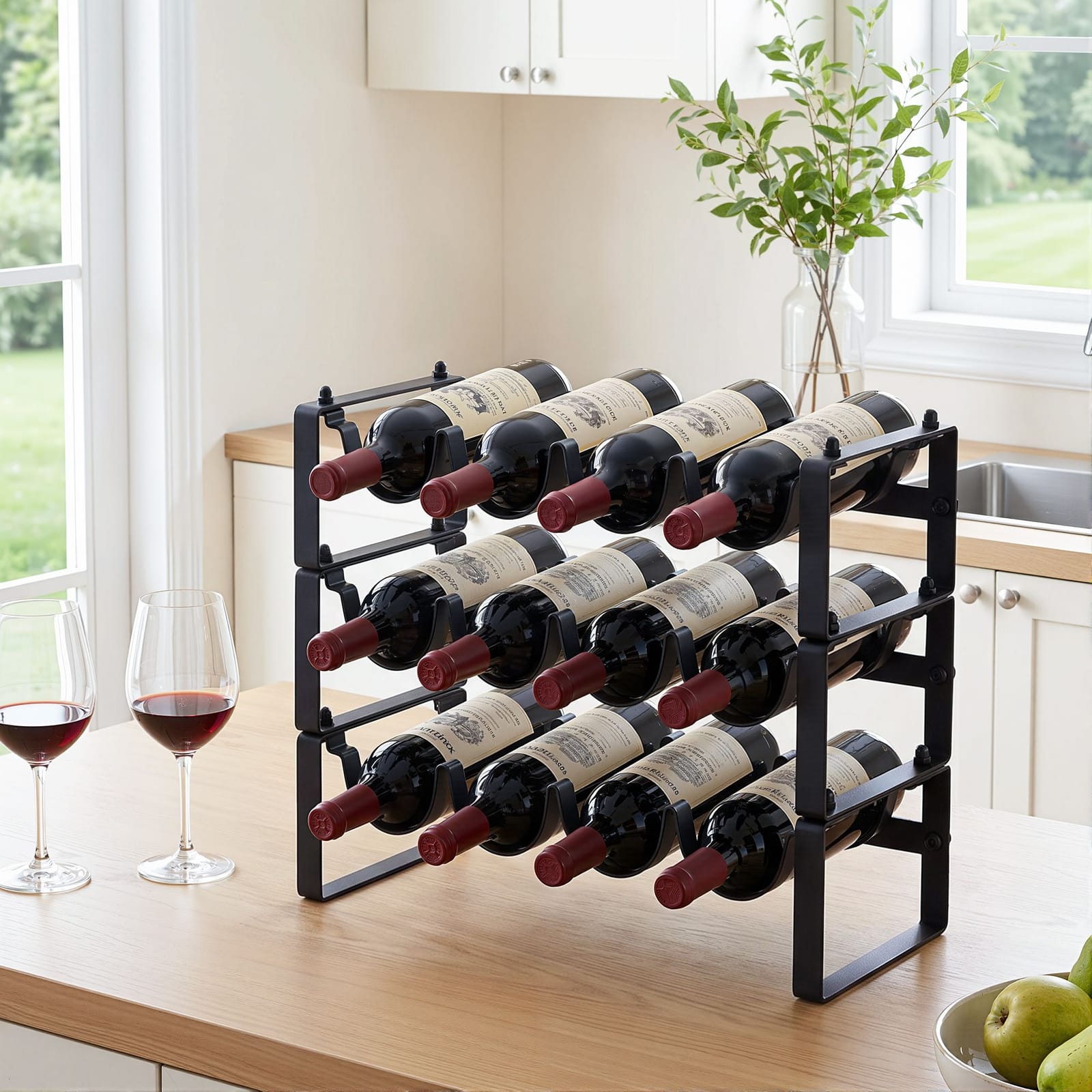 12 Bottle Metal Wine Rack Countertop Modular | Simpledeals