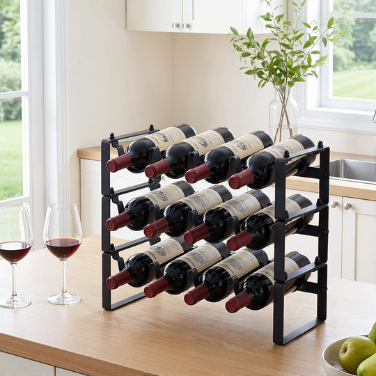 12 Bottle Metal Wine Rack Countertop Modular - Wine Racks