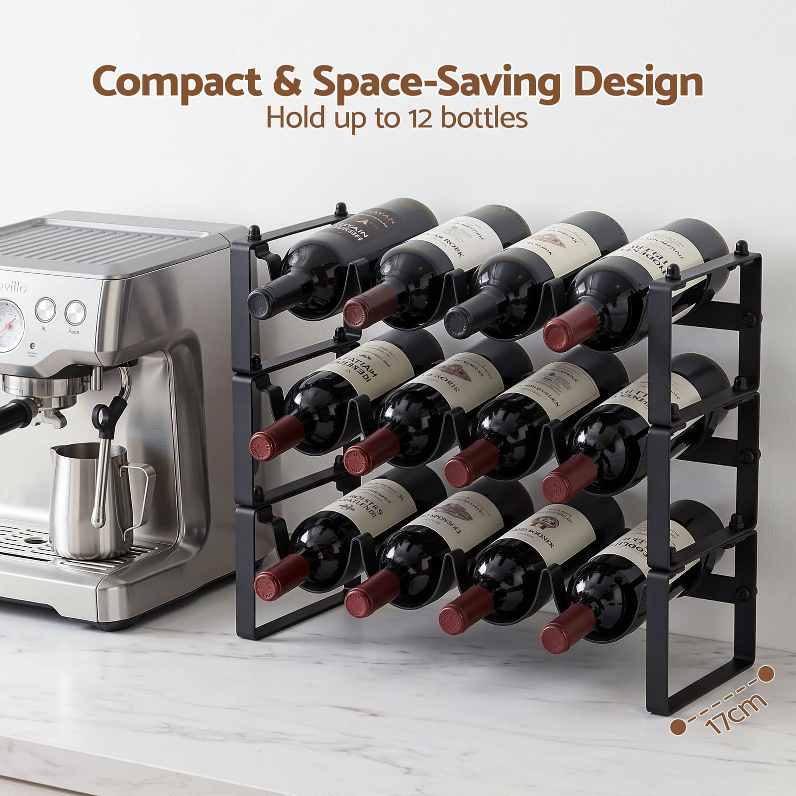 12 Bottle Metal Wine Rack Countertop Modular | Simpledeals