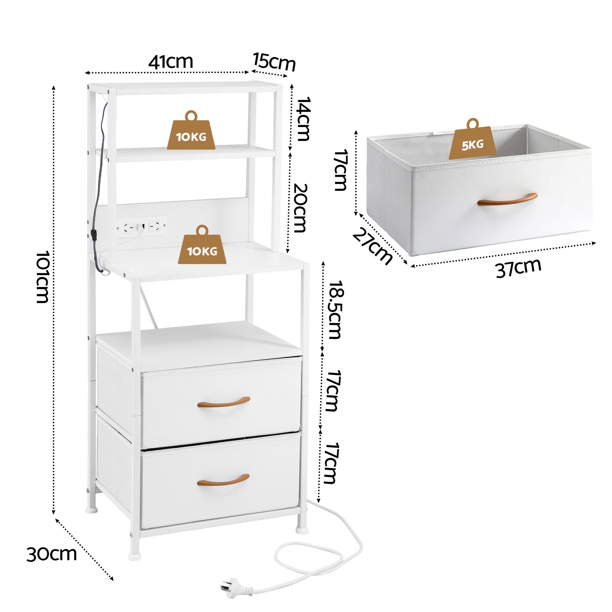 Artiss Bedside Table Nightstand Charging Station LED | Simpledeals