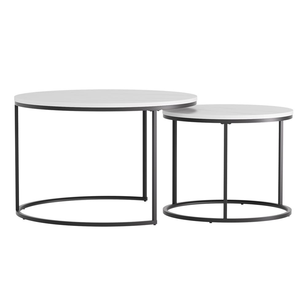 Marble Coffee Table Set Compact 70x70x45cm