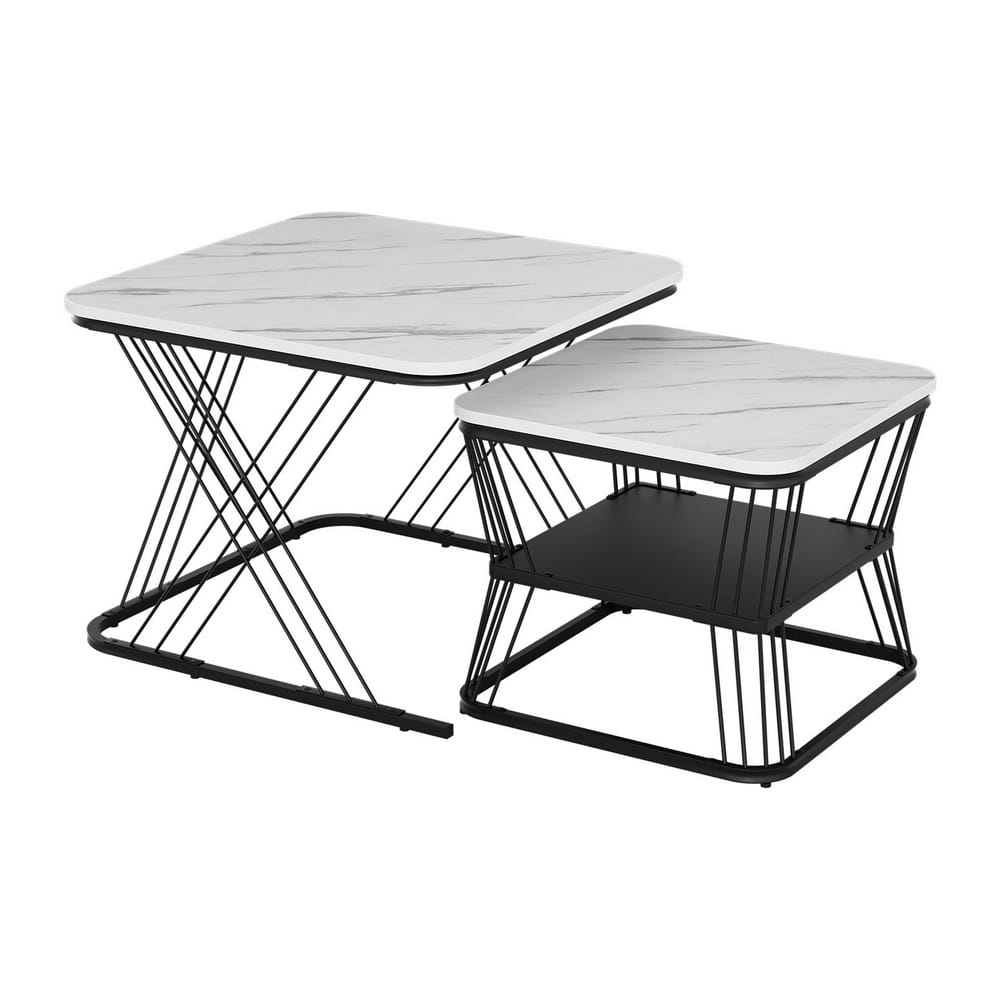 Marble Coffee Table Set 60x60x44cm