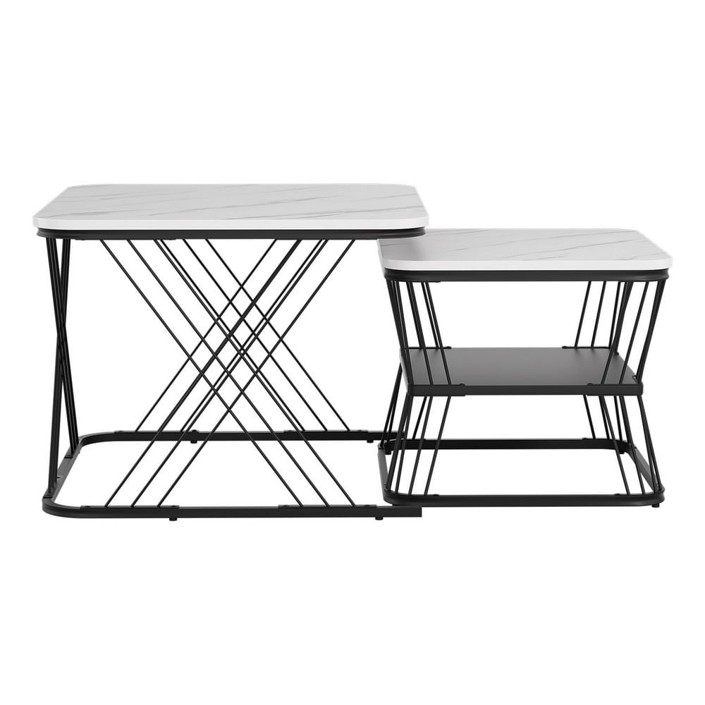 Marble Coffee Table Set 60x60x44cm