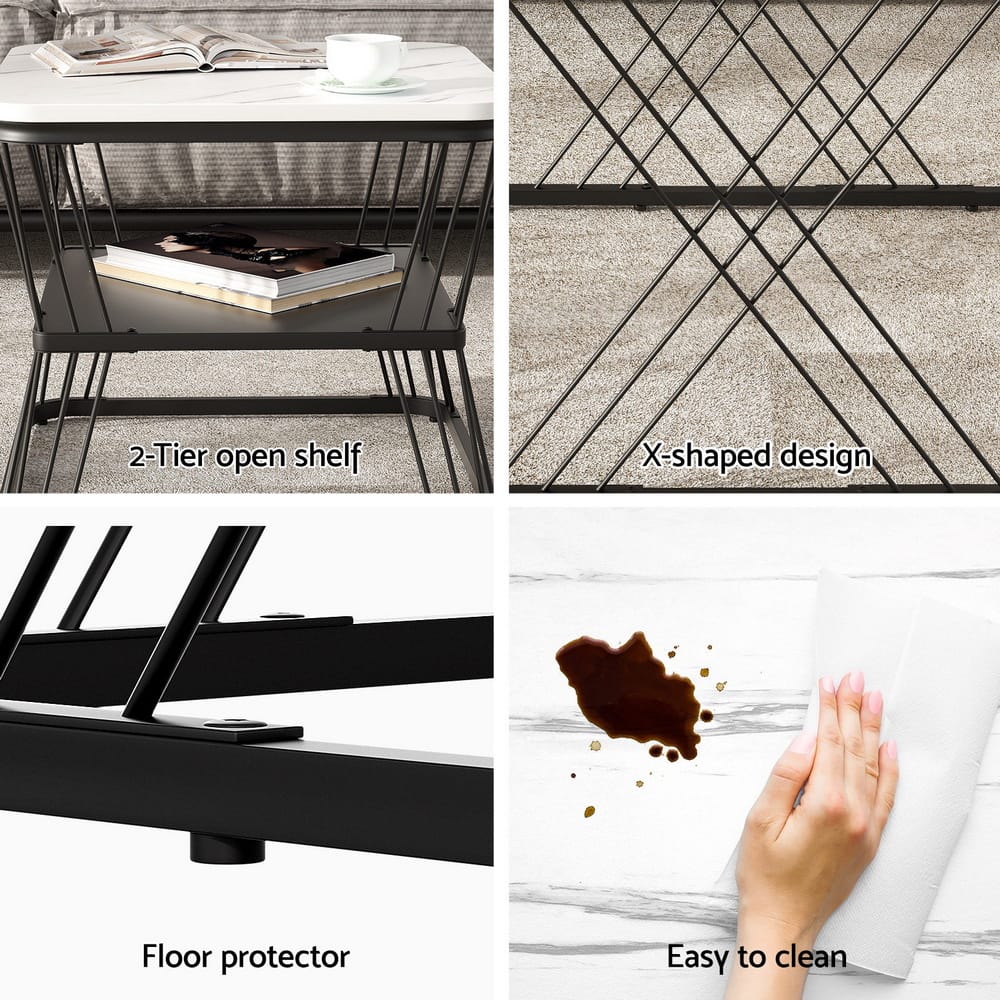 Marble Coffee Table Set 60x60x44cm