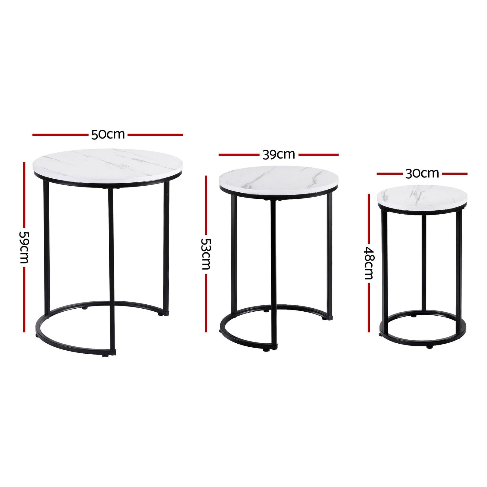 Round Marble Coffee Table Set 50x59cm
