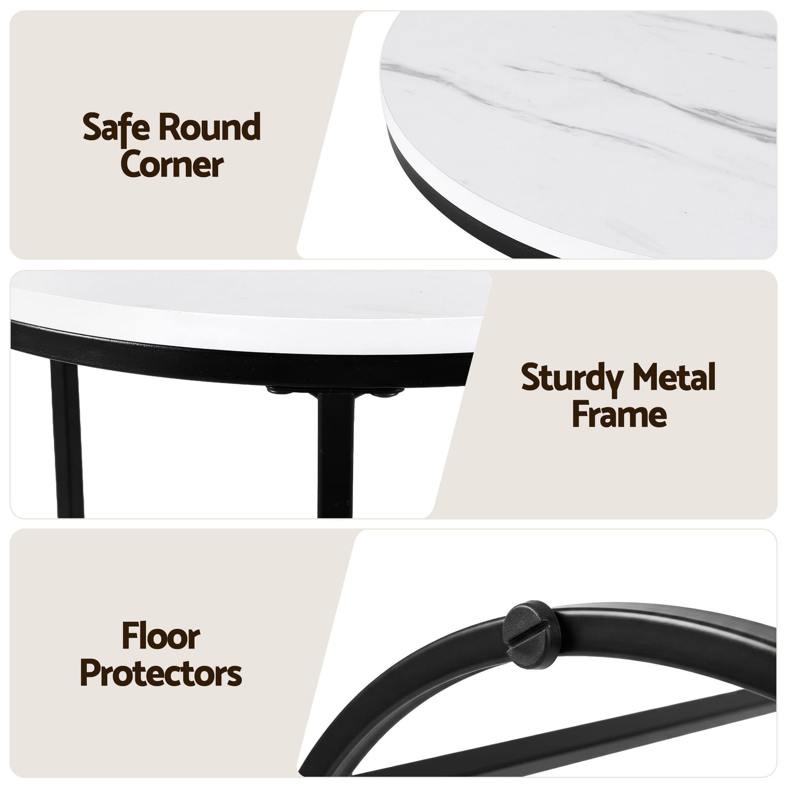 Round Marble Coffee Table Set 50x59cm
