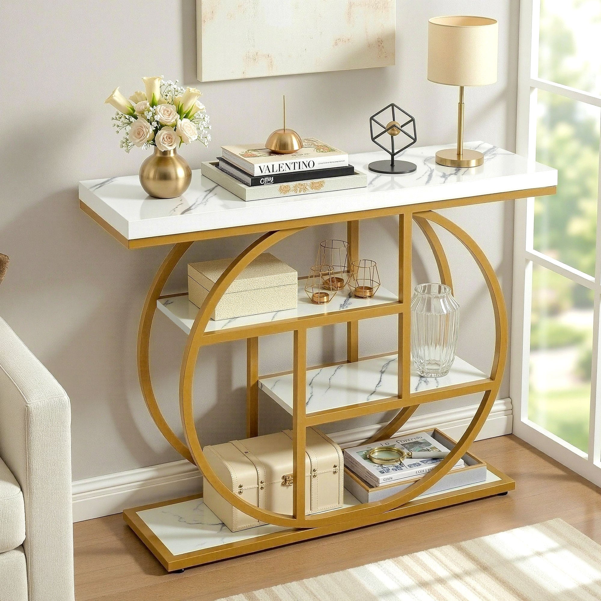 Artiss Console Table Marble Effect 4 Tier 105cm | Simpledeals