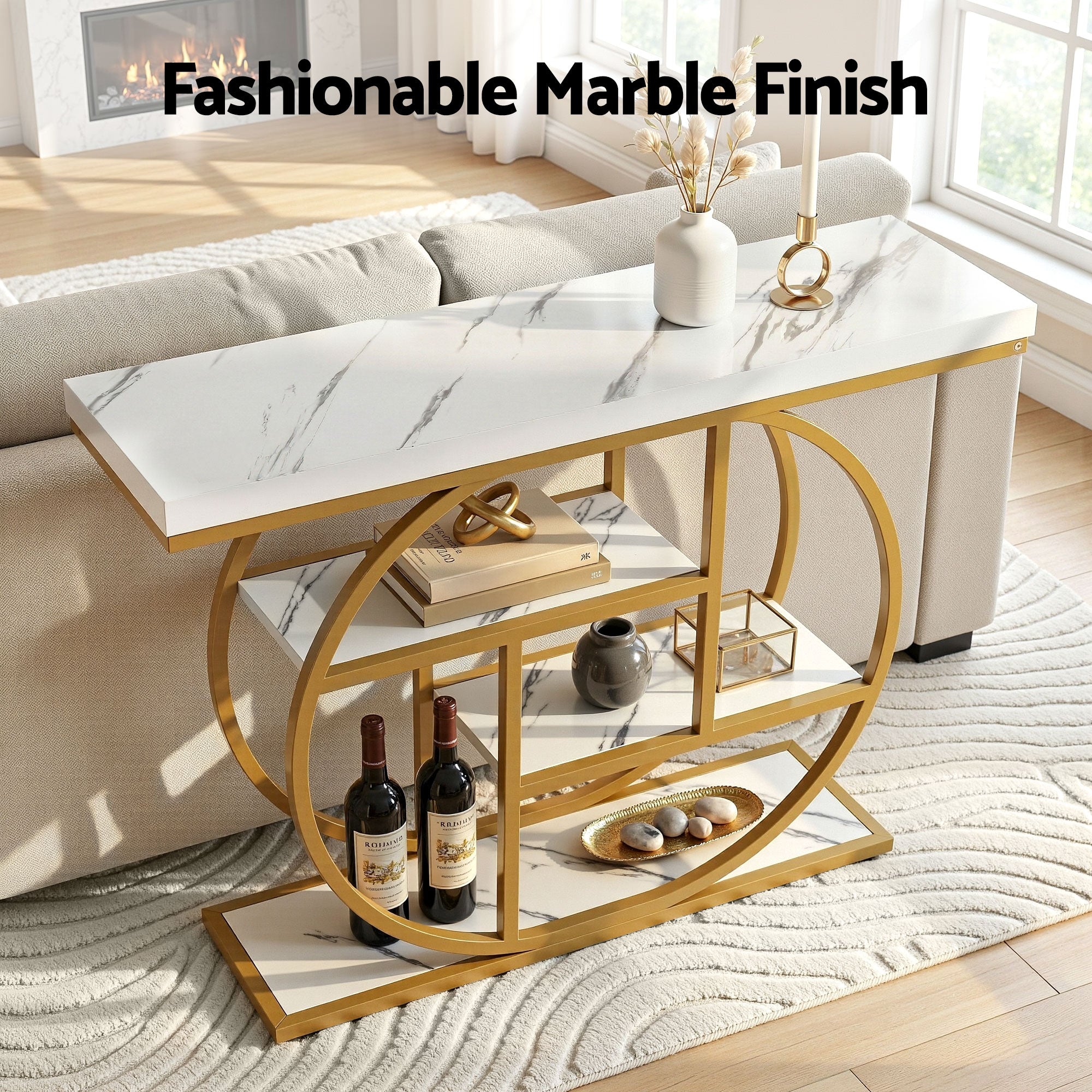 Artiss Console Table Marble Effect 4 Tier 105cm | Simpledeals