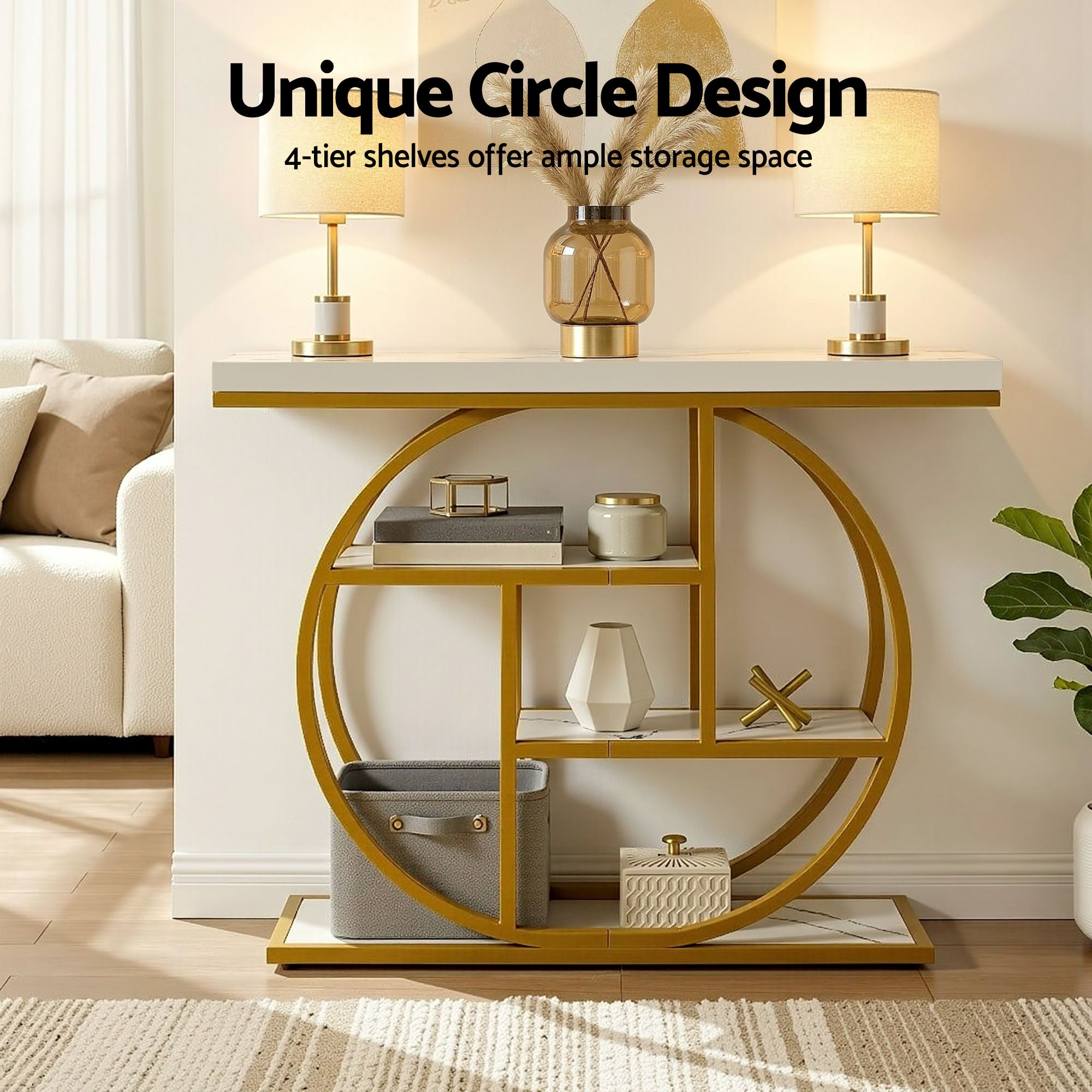 Artiss Console Table Marble Effect 4 Tier 105cm | Simpledeals