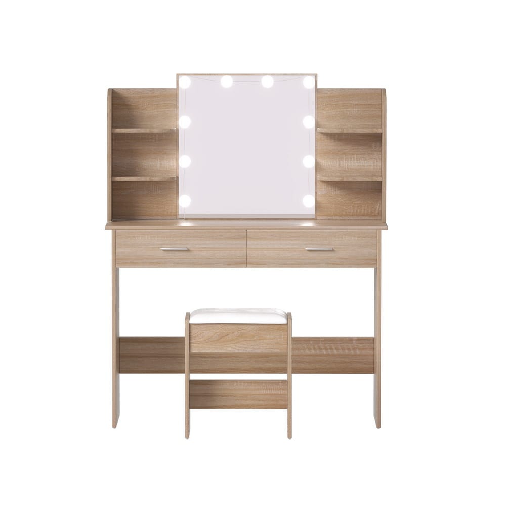 Dressing Table Set Natural Wood 108x40x135cm