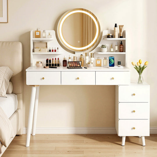LED Dressing Table Vanity Desk White