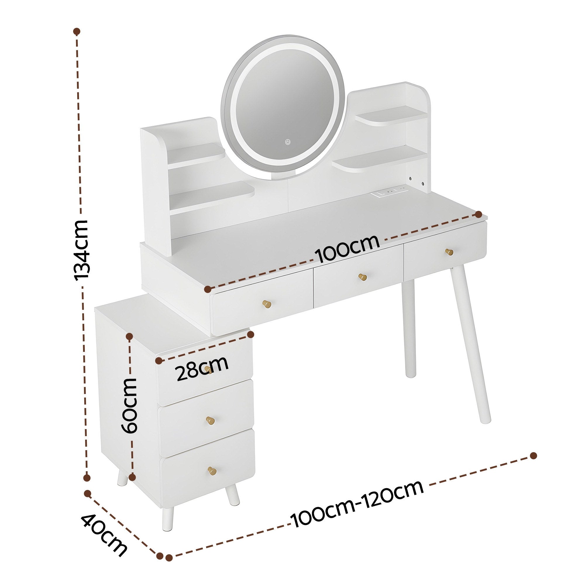 Artiss LED Dressing Table Vanity Desk White | Simpledeals