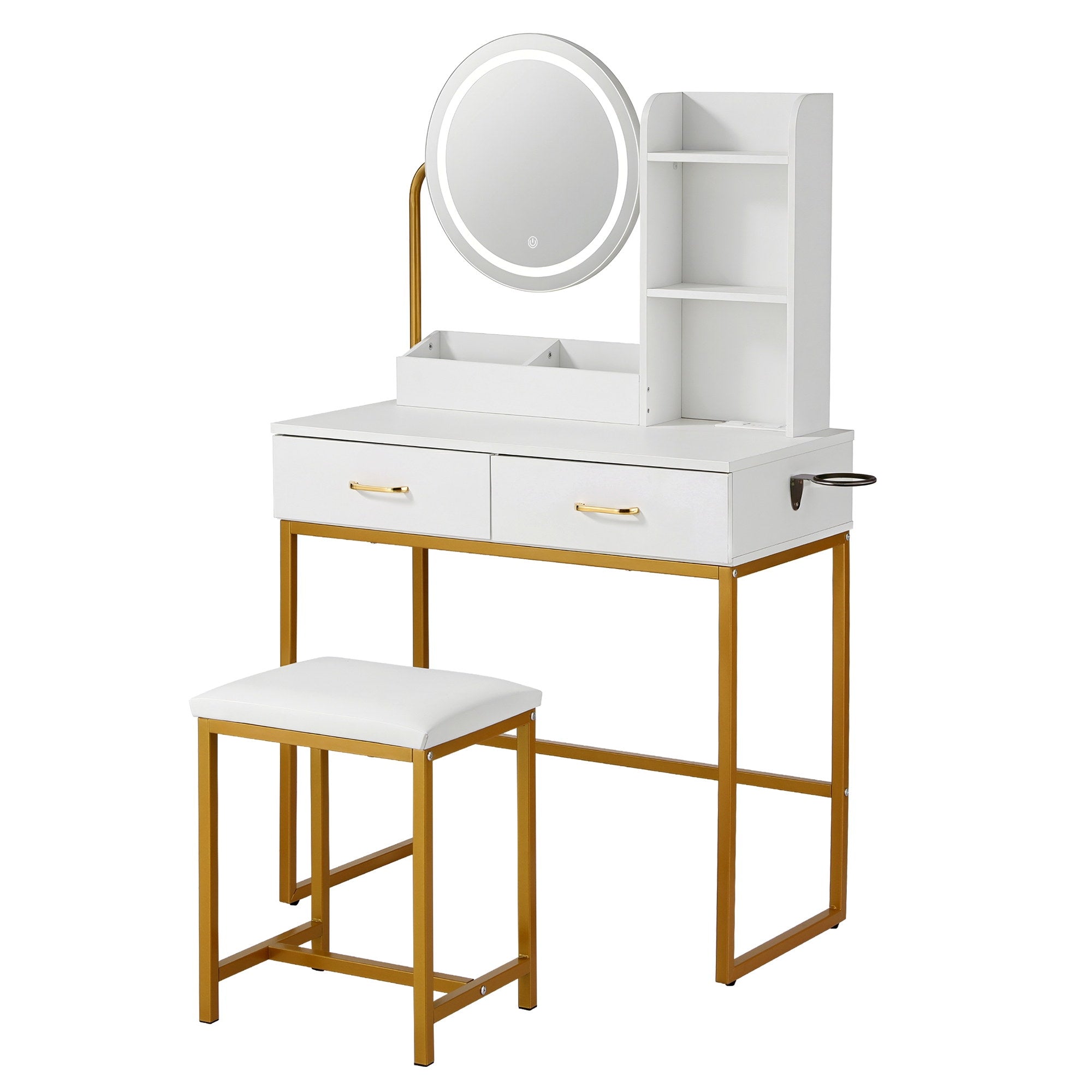 Artiss Dressing Table Vanity Set LED Stool White | Simpledeals