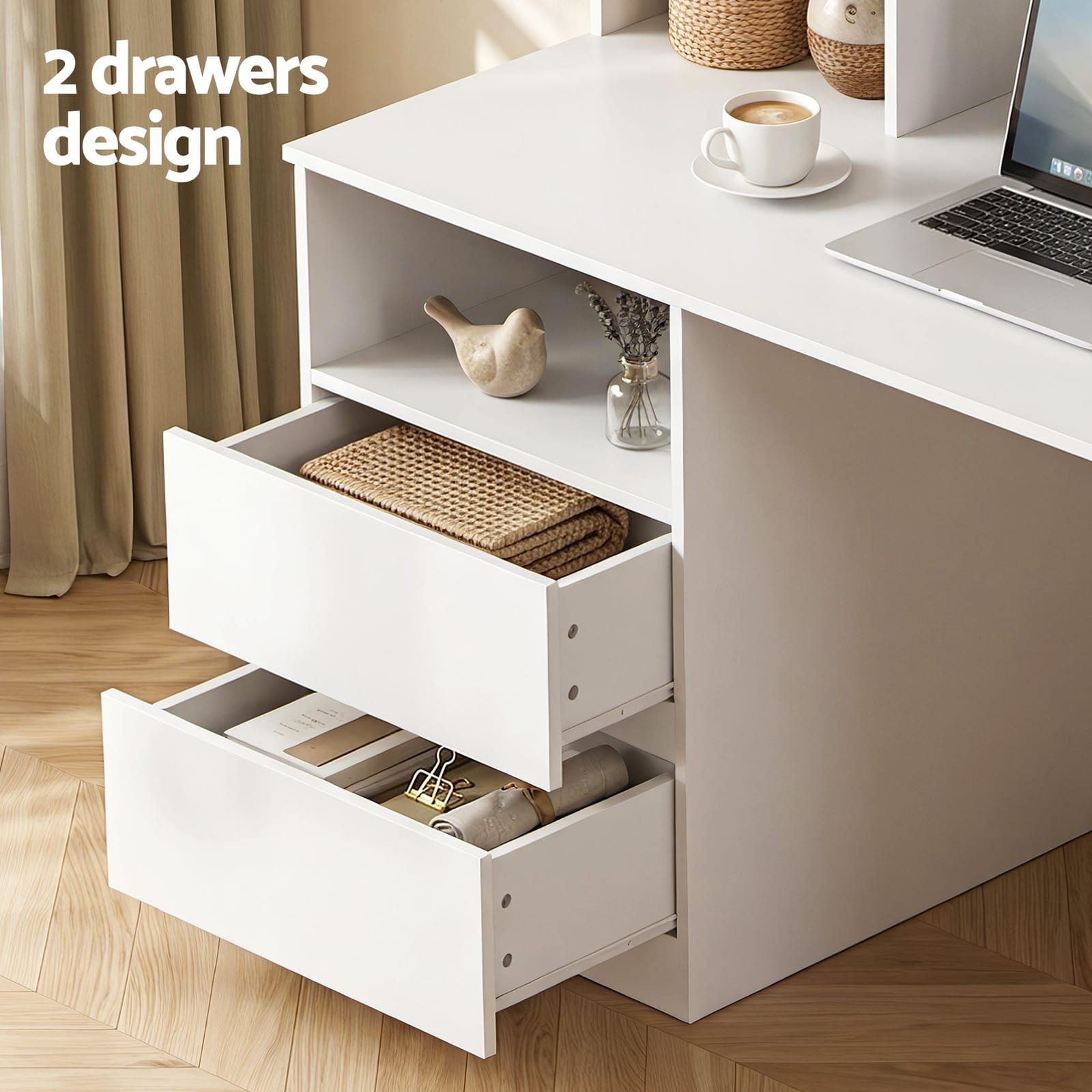 Computer Desk White Office 120x60x133.5cm